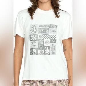 Volcom White Tee with Graphic Print organic cotton